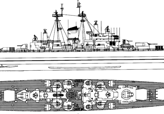 Крейсер USS CA-139 Salem 1952 [Heavy Cruiser] - чертежи, габариты, рисунки